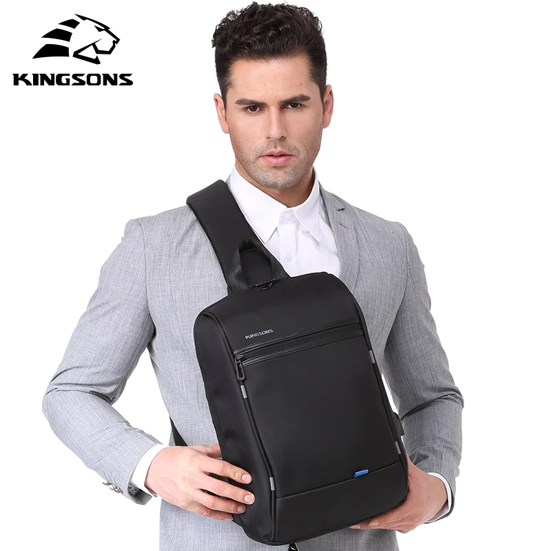 Imagem -04 - Kingsons-impermeável Nylon Crossbody Bolsas para Homens Bolsas do Mensageiro Único Ombro Peito Bolsa Carregamento Usb Preto 13