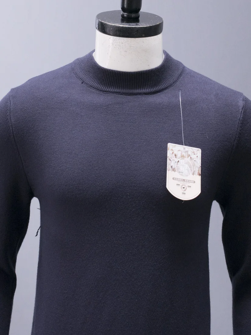 

Thi Woolen Knitted Sweater f High Collar Men's Pullover Pure Color Winter Warm Casual Sle Regular Fit Long Sve irt