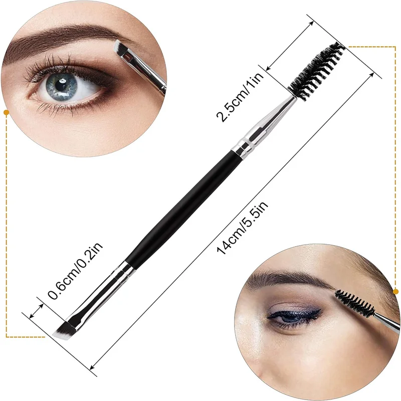Brosse à cils à Double tête, peigne à sourcils 2 en 1, brosse de maquillage à angle plat, outils à Double extrémité, 10/5 pièces