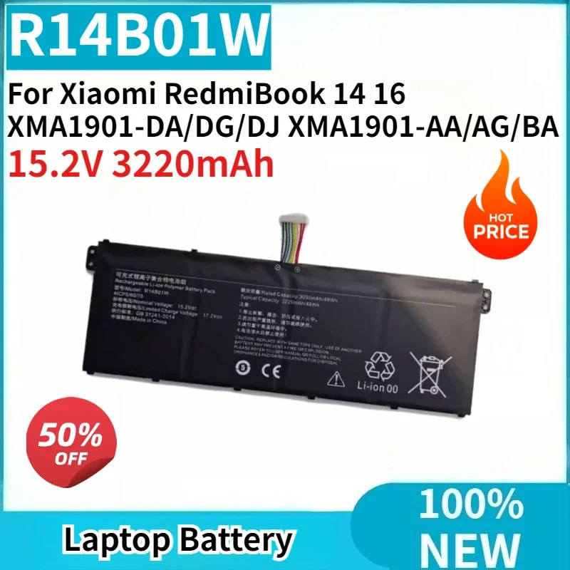 

Новая высокопроизводительная сменная батарея R14B01W 15.2V 3220mAh для ноутбуков Xiaomi RedmiBook 14 16 XMA1901-DA/DG/DJ XMA1901-AA/AG/BA