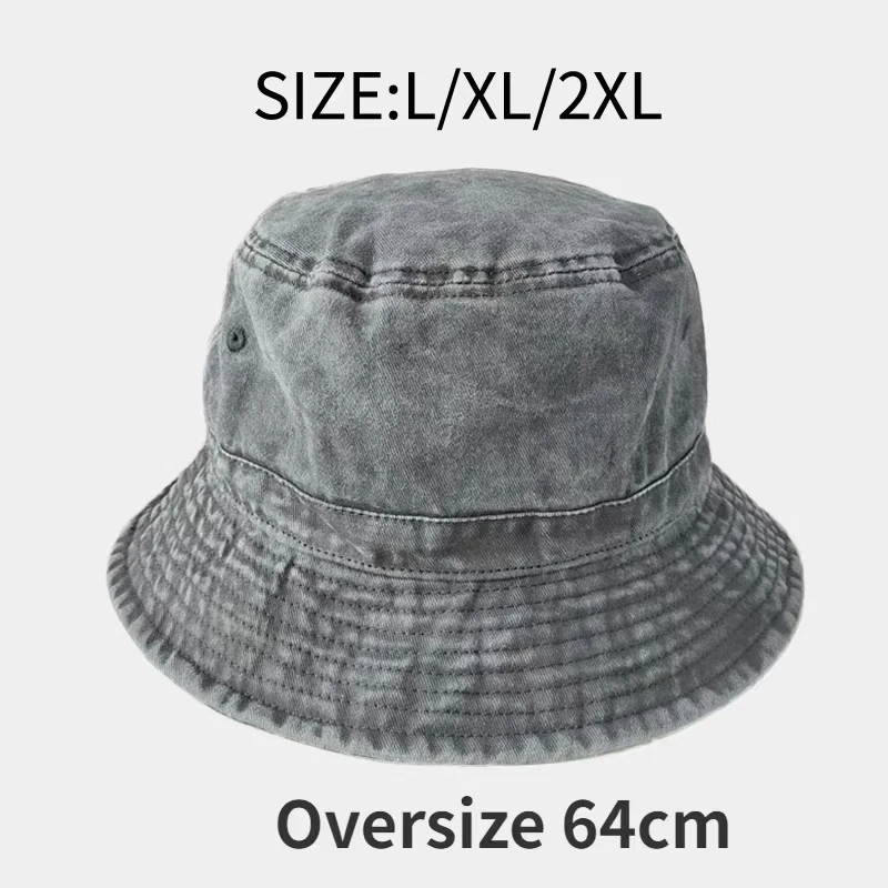 2024 Big Head Plus Size Bucket Hat for Men Pure Cotton Panama Fisherman Hat Korean Man Women 59cm 60cm 62cm 63cm Sun Hat