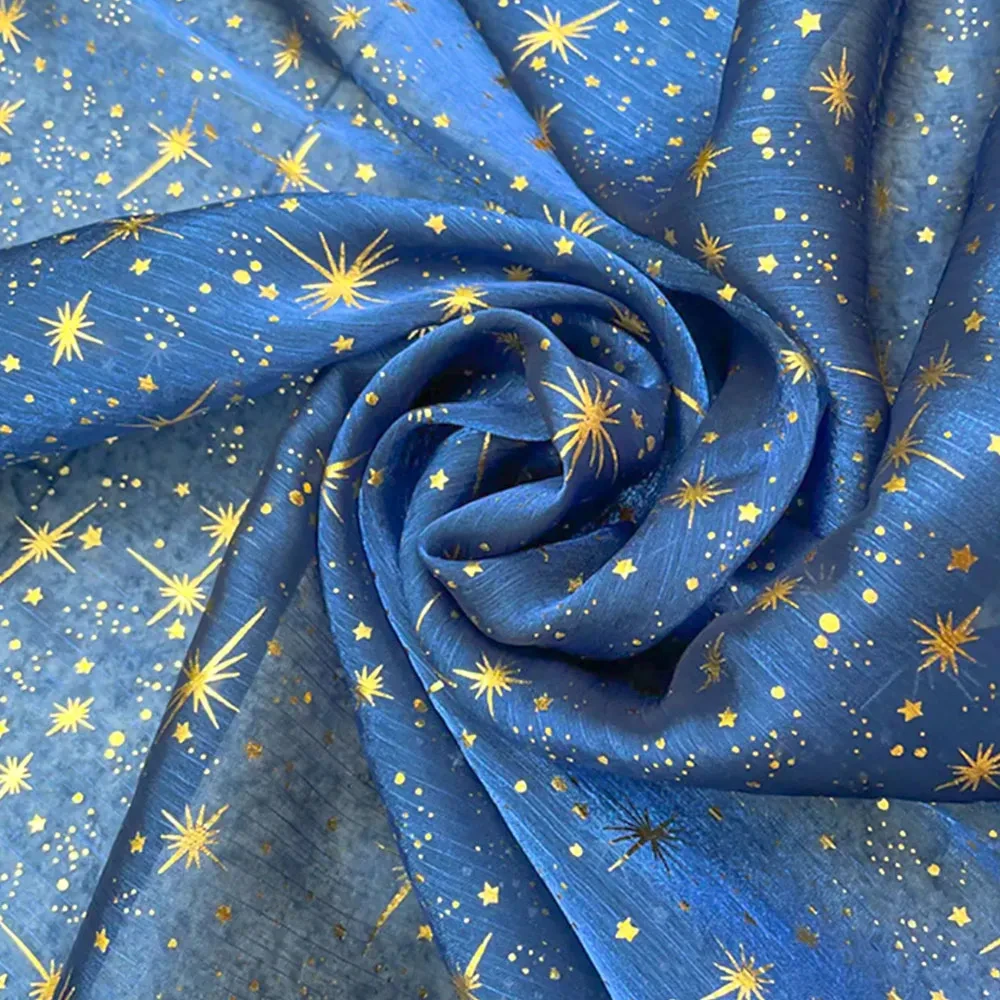 

Glitter Shiny Bronzing Star Moon Organza Fabric Gilded Crepe Tulle DIY Sewing Crafts Dress Large Sleeved Shirt Outside Materials