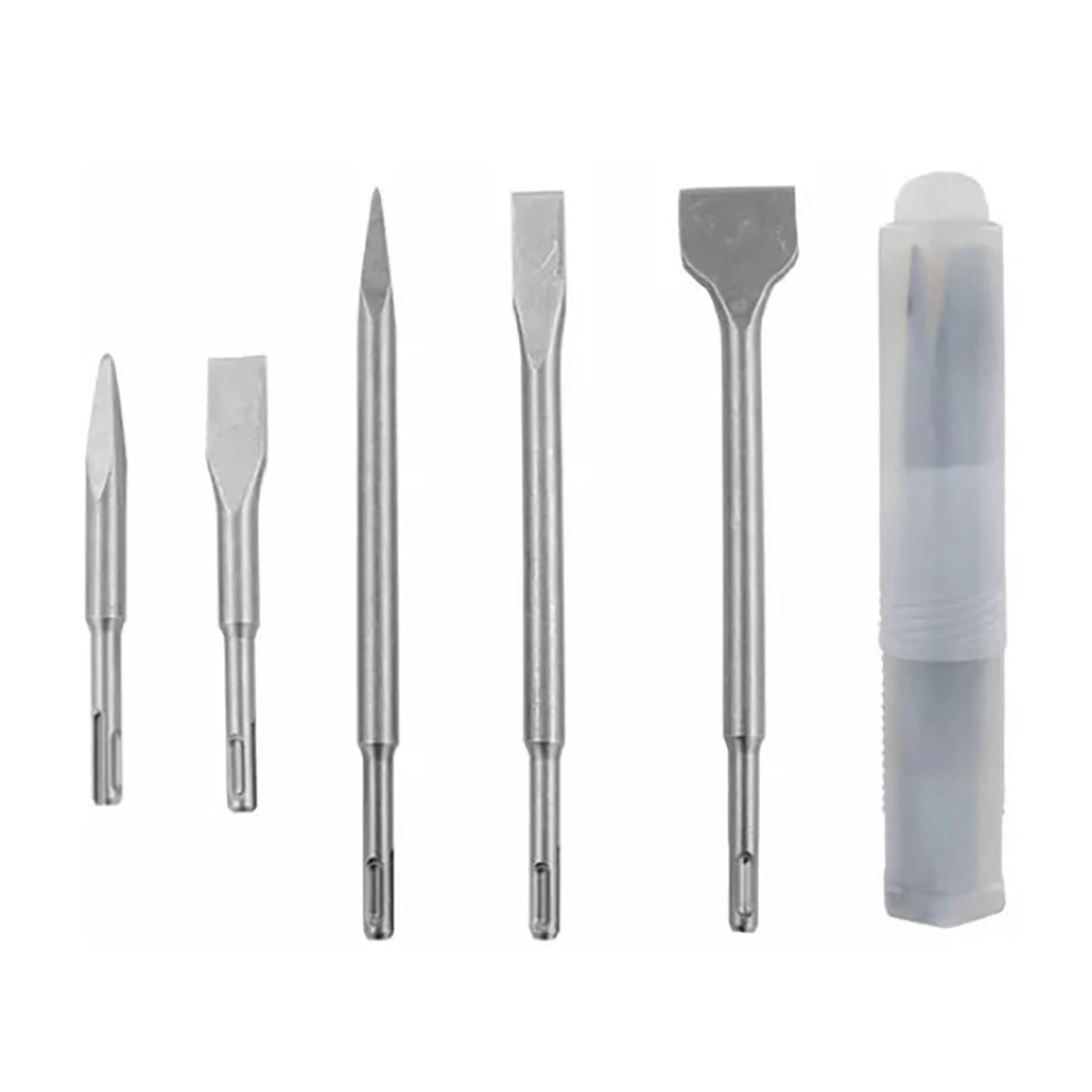 

5PCS Impact Drill Chisel Bits Round Shank 40Cr Steel Rotary Hammer Chisel Point Flat Type