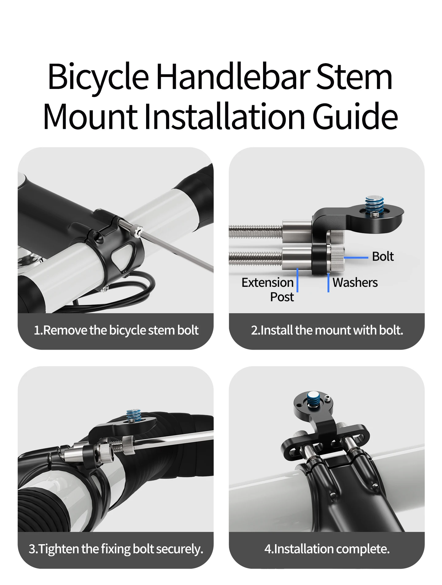 Universal Lenker Vorbau Kamera Halterung Fahrrad Scheinwerfer Halterung Handy GPS Halter für Gopro 13 Insta 360 OSMO Action Stehen – Detail 3