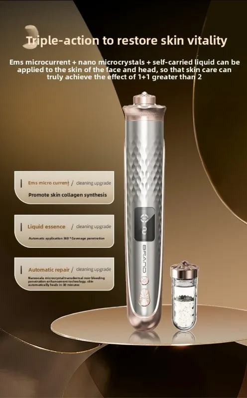 เครื่องนวดหน้าด้วยไมโครเคอร์เรนท์ EMS พร้อมตัวเครื่อง ABS และลูกกลิ้งนวดสแตนเลส อุปกรณ์บำรุงผิวแบบนำสารบำรุงเข้าสู่ผิว