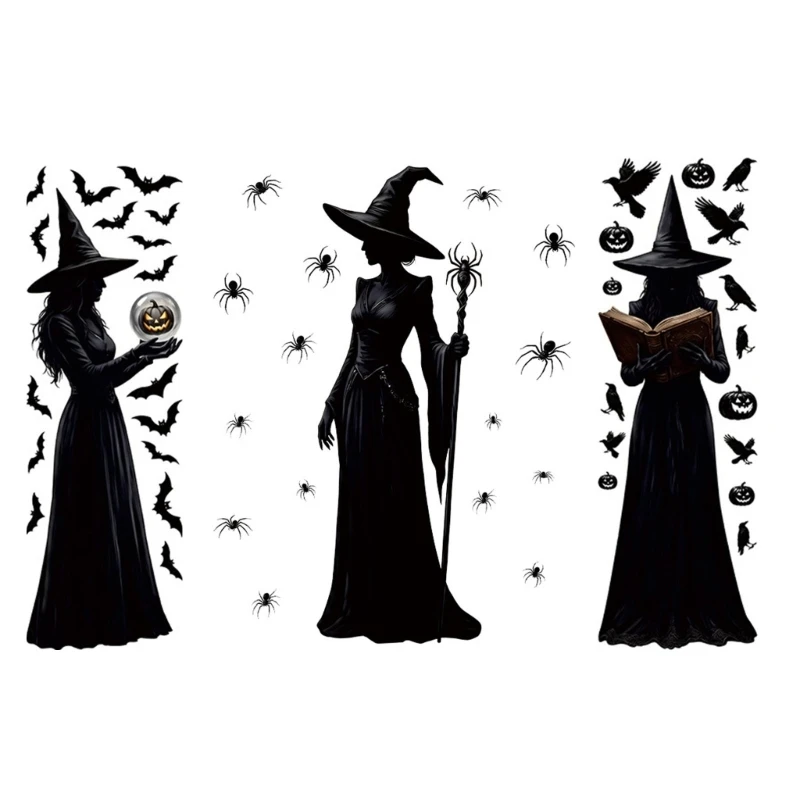Retail Front Glass Cling Motifs with Seasonal Dark Figure Art Decoration M68E