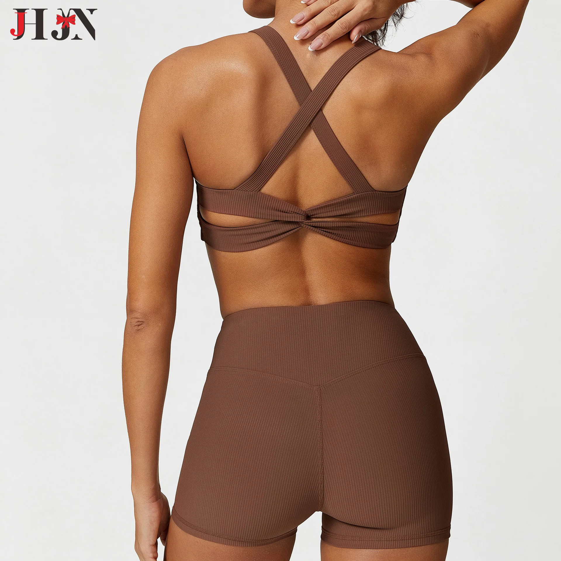 Chest Cushion Backless Yoga Clothes For Women Run Motion Pilates Three-Dimensional Coarse Thread Thin Shoulder Strap Sports Bra