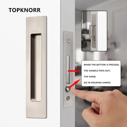 Press The Elastic Pocket Door Handle Built-in Handle Hardware Accessories To Move The Door Lock Sliding Door Hidden Door Buckle