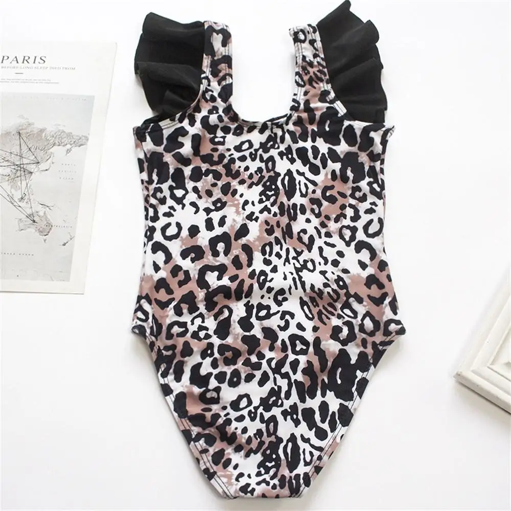 New design girl leopard print one piece swimsuit factory direct supply children's swimsuit wholesale