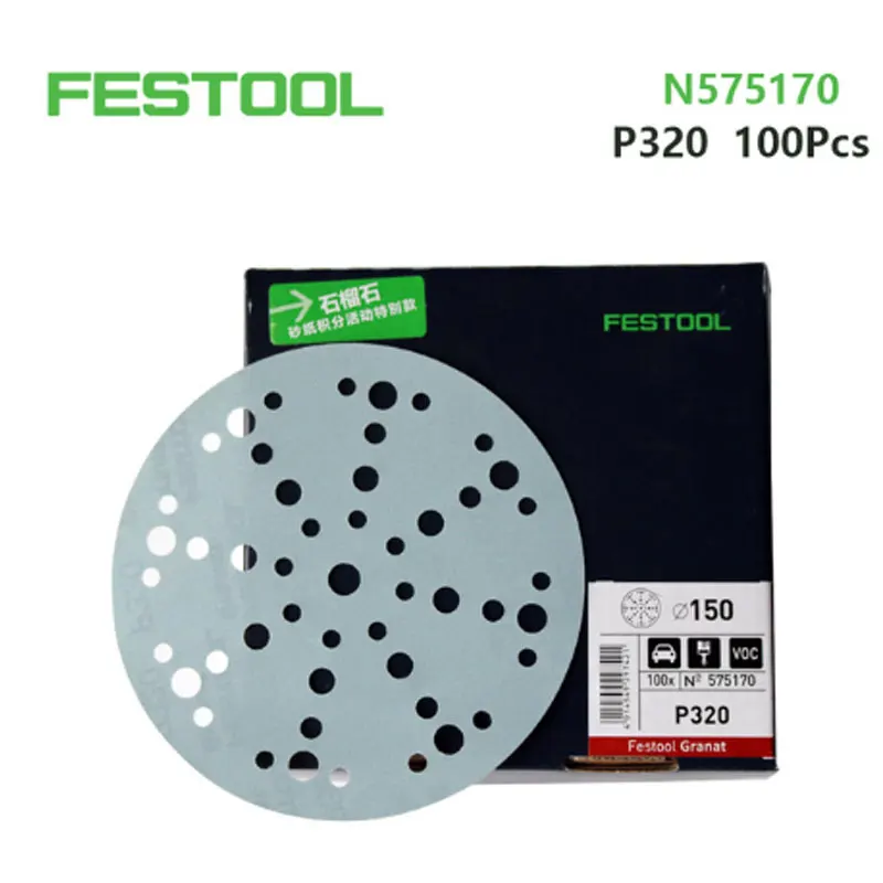 Imagem -03 - Original Alemão Festool Garnet Lixa Seca Disco de 48 Poço Lixa P80 P120 P180 P240 P320 P400 P500 Mesa 150m