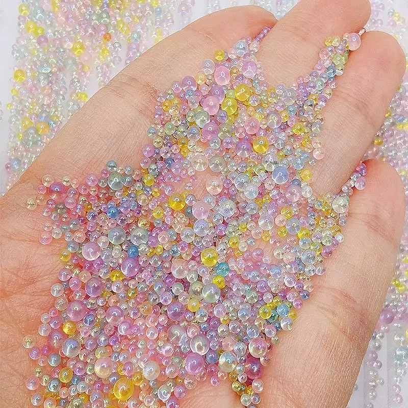 Glass Bubble Beads Five-hole Symphony Round Beads Bubble Beads Nail Art Microbeads Quicksand Pencil Knife Filled DIY Material