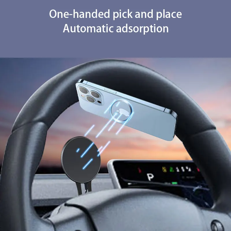 For Tesla Model 3 Y S X Steering Wheel Magnetic Wireless Phone Holder  Bracket Driving Position Screen Bracket Modification