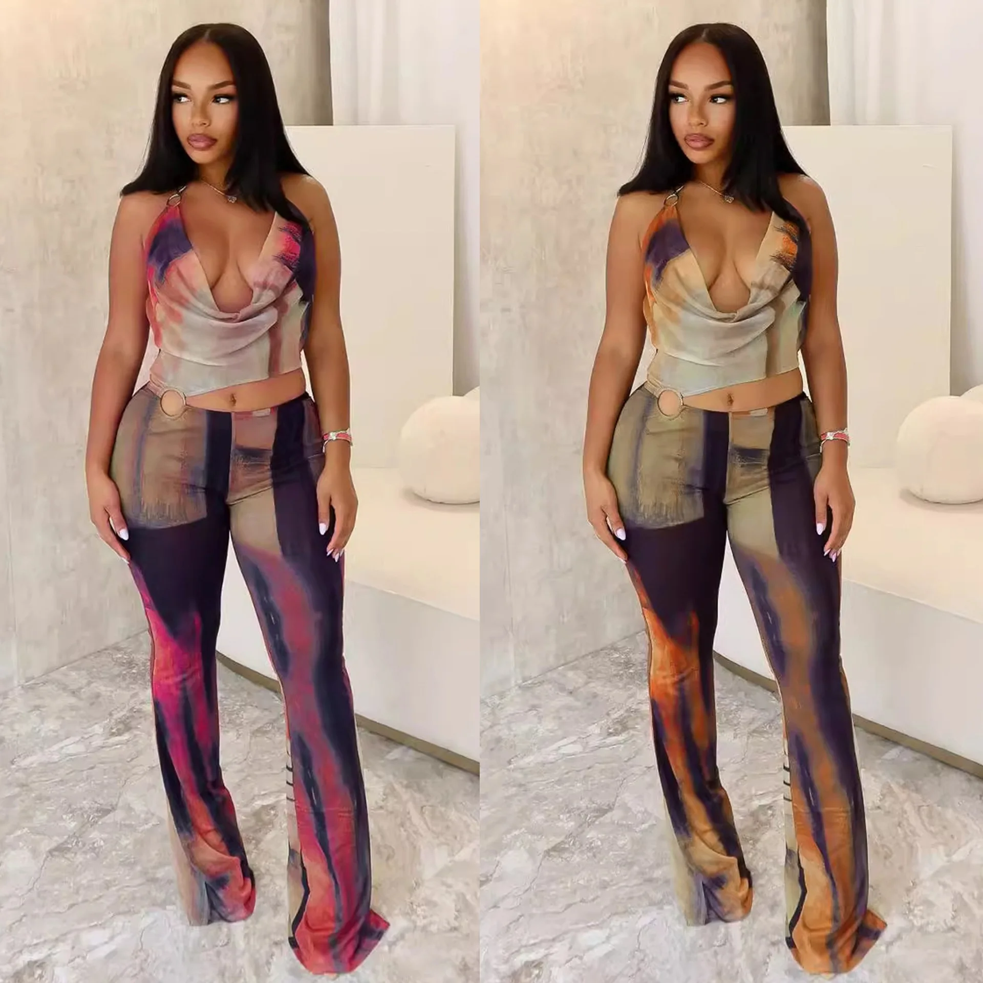 

One Piece Women Jumpsuits Sexy Print Sling Overalls Long Pants High Waist Rompers Y2k Streetwear Jumpsuit Party Night 2025