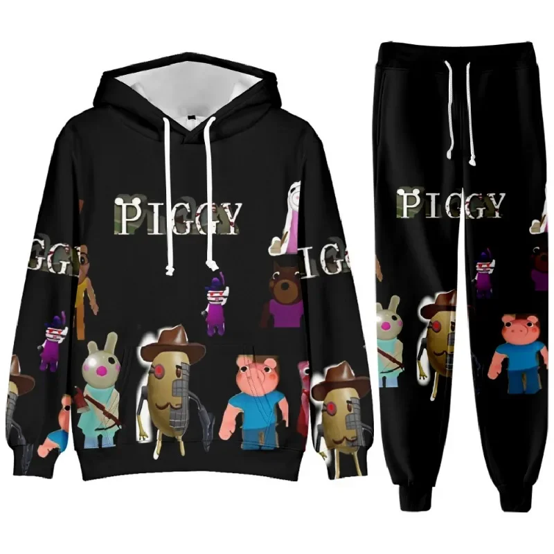 Roblox Game Cartoon Printed Kids felpa con cappuccio felpa pantaloni della tuta Set primavera autunno studente Casual Set ragazzi ragazze regali di