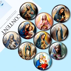 The Holy Queen of the Virgin Mary 10pcs 12mm/18mm/20mm/25mm Round photo glass cabochon demo flat back Making findings