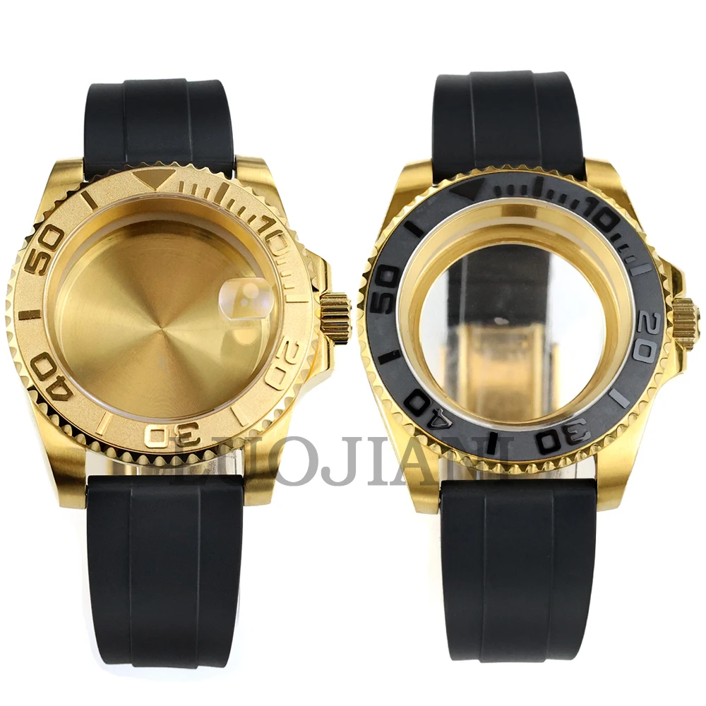 

40mm Watch Case Fit Seiko NH34 NH35 NH36 NH38 Movement 28.5mm Dial Waterproof Rubber Bracelet Stainless Steel YACHT-MASTER Case