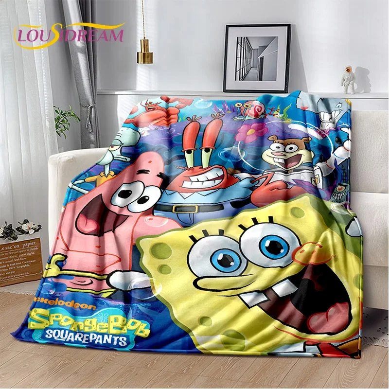 Cartoon Funny S-SpongeBob Patrick Star Soft Plush Blanket,Flannel Blanket Throw Blanket for Living Room Bedroom Bed Sofa Picnic