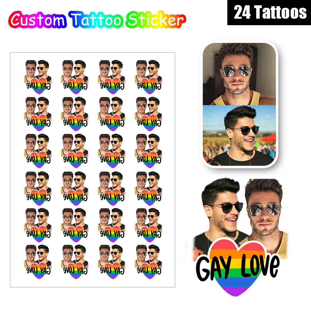 

24 Designs Gay Love Rainbow Love Custom Temporary Tattoos Personalized Unique Party Favors Pride Month Holiday Party Women Men