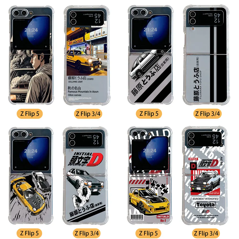 Anime Initial D AE86 Phone Case for Samsung Galaxy Z Flip 3 4 Z Flip 5 Z Fold 4 5G PC Soft Anti-fall Back Cover