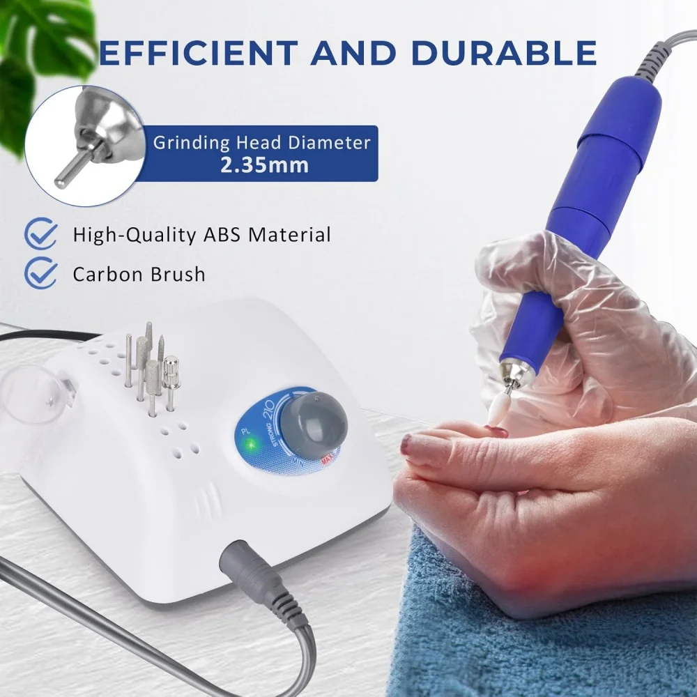 Ponceuse à ongles électrique 65 W de haute qualité, puissante, 210 W, appareil de manucure et pédicure, 40 K, 105 L, poignée de polissage, fraise, lime à ongles