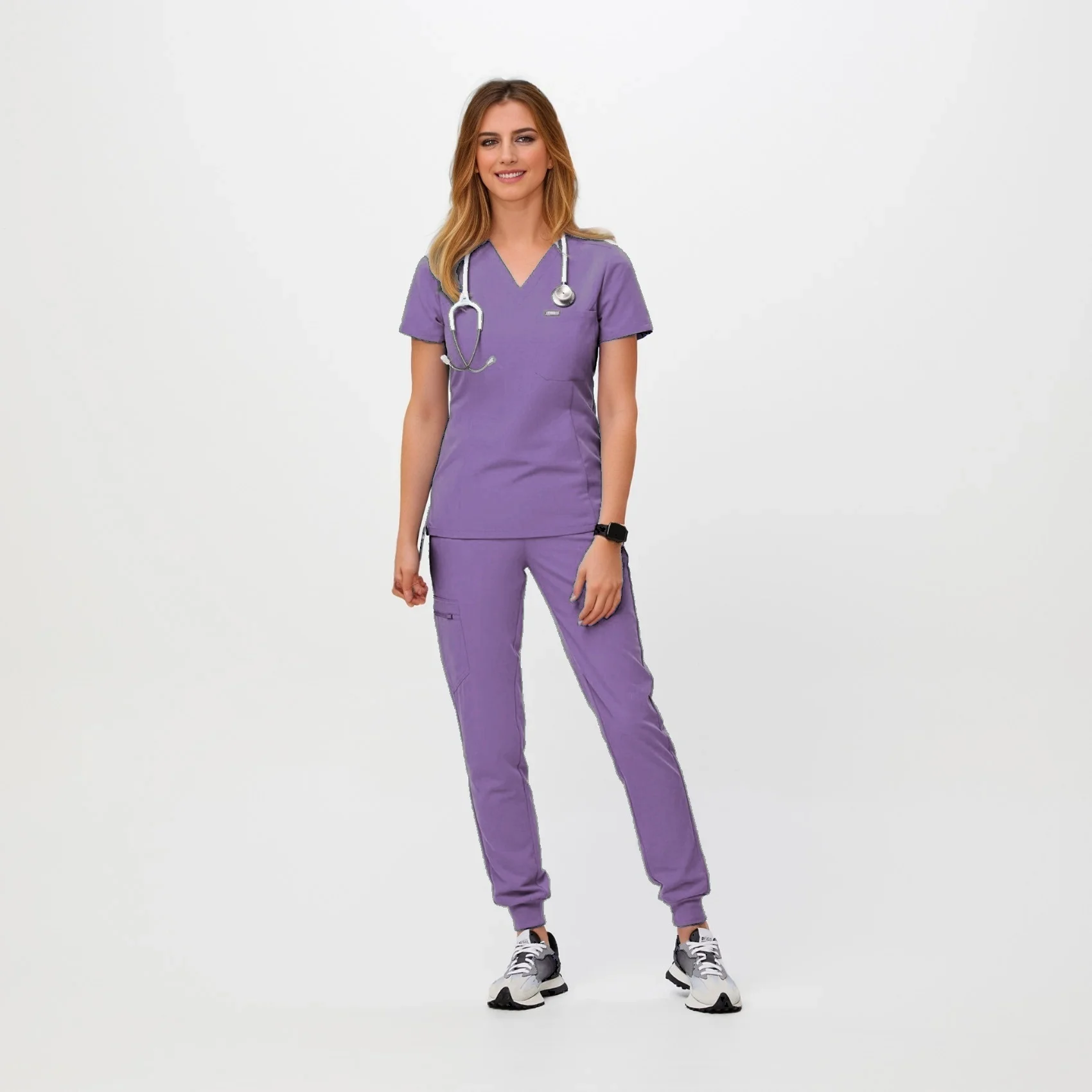 Conjuntos de uniformes de LICRA Médica para Mujeres, trajes de exfoliación elásticos transpirables, Jogger de enfermería, Hospital, gran oferta