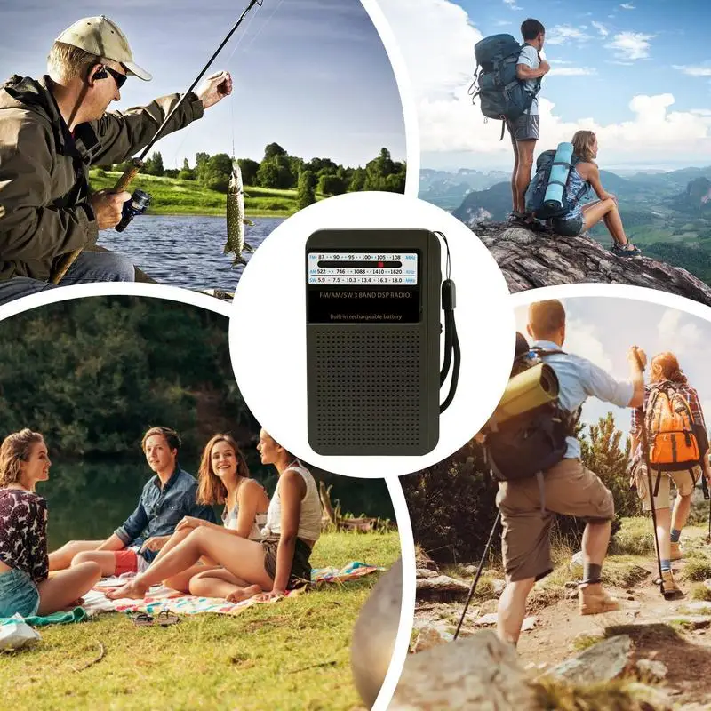 راديو محمول للتخييم راديو صغير يعمل بالبطارية أداة تنبيه الطقس المريحة ملحقات البقاء على قيد الحياة للمشي والتسلق