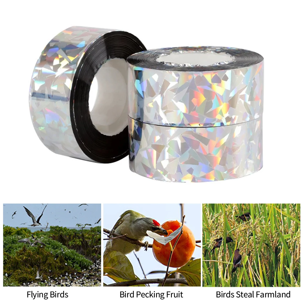 50/80M Anti Bird Tape Flashing Reflective Bird Repellent Scare Tape Pigeons Crow Keep Away Double-sided Bird Repeller Ribbon