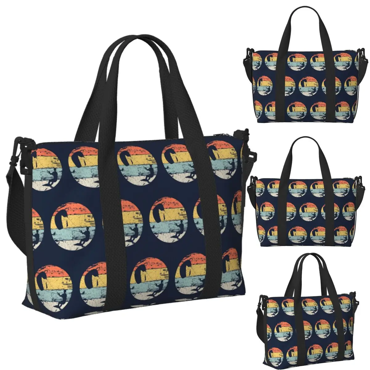 

Kite Boarding Kiteboarder Look Gif Beach Travel Bag Large Capacity Tote Bags for Gym Yoga Women Shopping Duffle Shoulder Bag