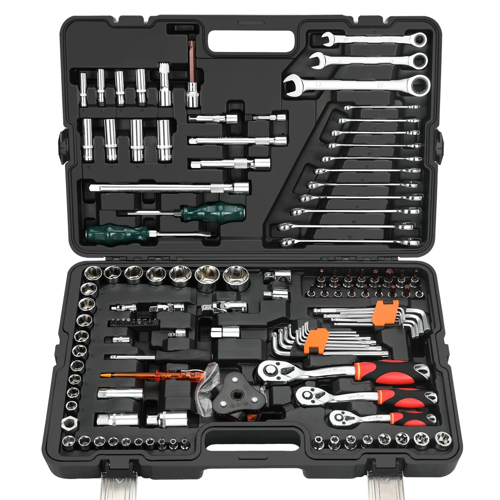 128 Pcs Auto Repair Toolbox Ratchet Wrench Socket Combination Mechanical Automotive Hand Tools Set