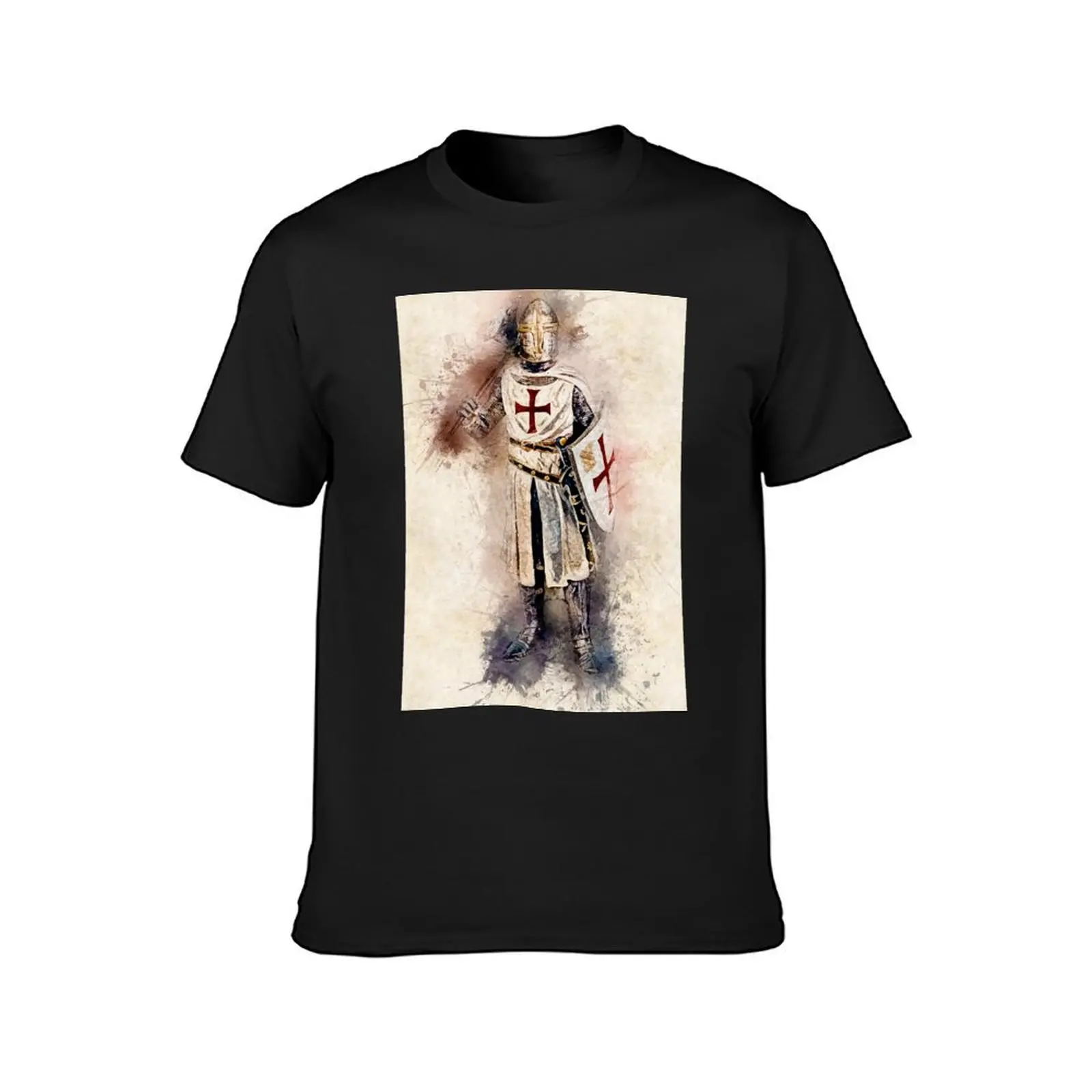 Knights Templar Warrior The crusader Watercolor Historic Fine Art T-Shirt kawaii clothes oversized t shirts for men