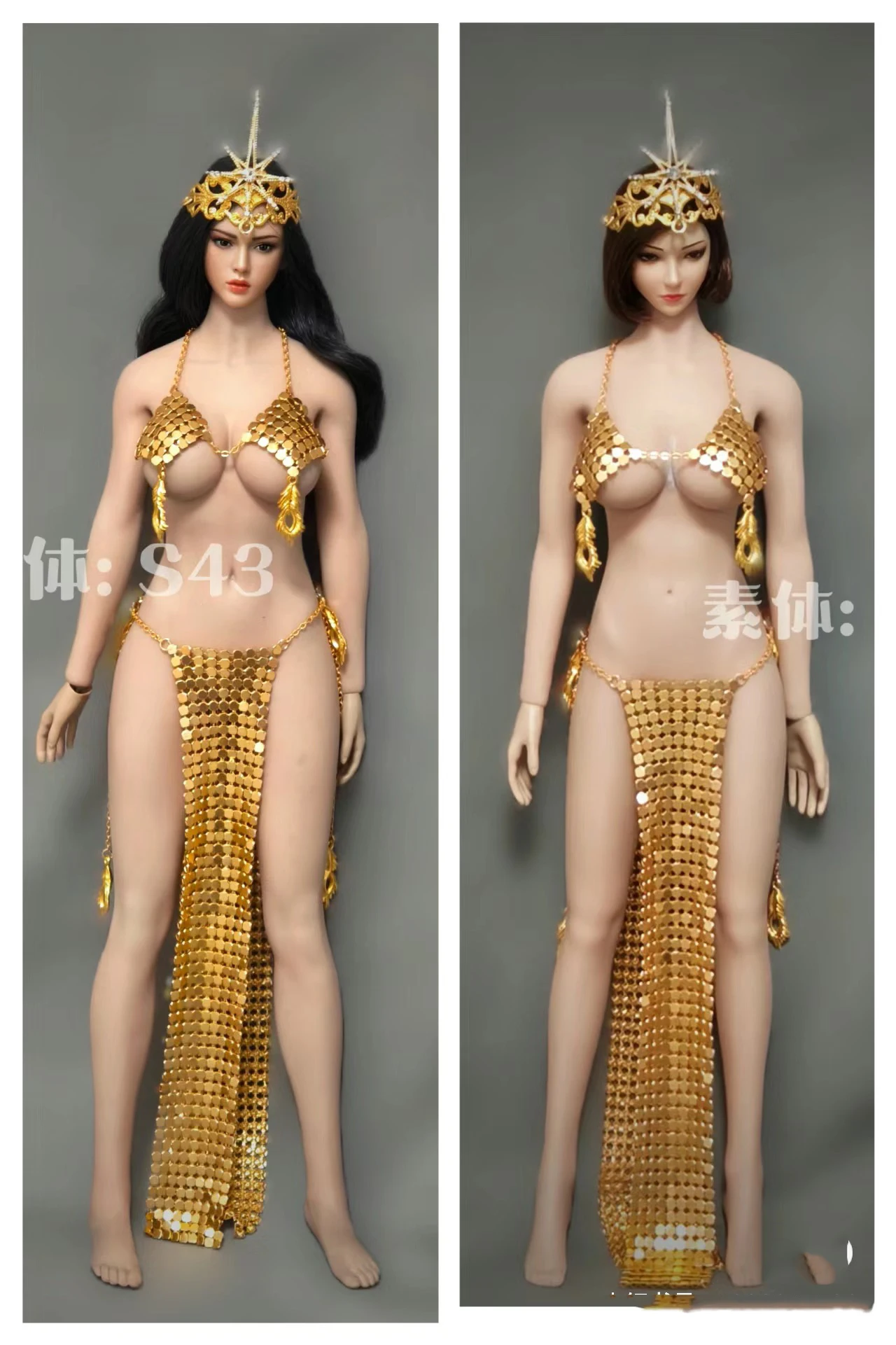 

1/6 scale female dolls clothes Sequin metal dress fit 12'' action figure body model