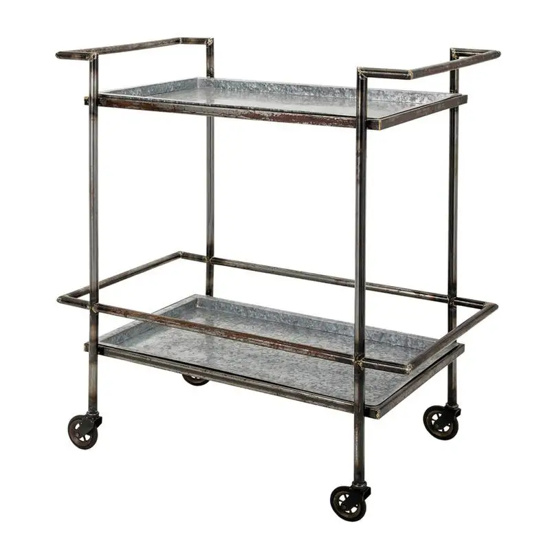 

Galvanized Metal Bar Cart 30.7x17.1x34.6 inches Gray & Black Finish, Perfect for Home Bar and Serving Needs