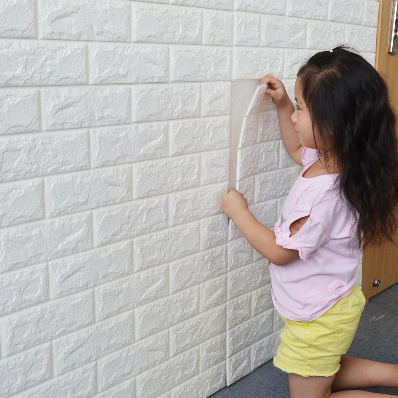 DIY Self Adhensive 3D Brick Wall Stickers Fashion PE Foam 3D Wallpaper DIY Wall Decor Embossed Brick Stone Stickers