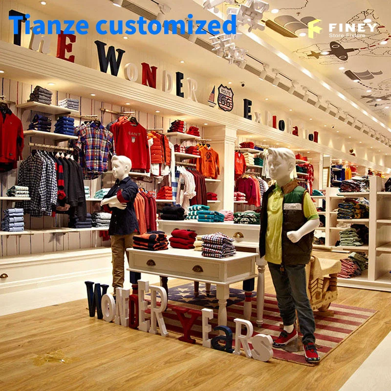 （customized）Customized Modern Retail Store Interior Decoration Design Kids Shop Clothes Display Shelves Counter Store Furni