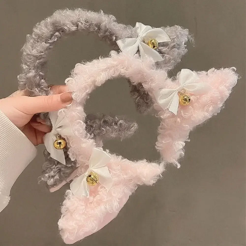 Plush Sheep Ears Headband Fashion Fancy Props Simulation Plush Hairband Handmade Bowknot Head Hoop Costume Party