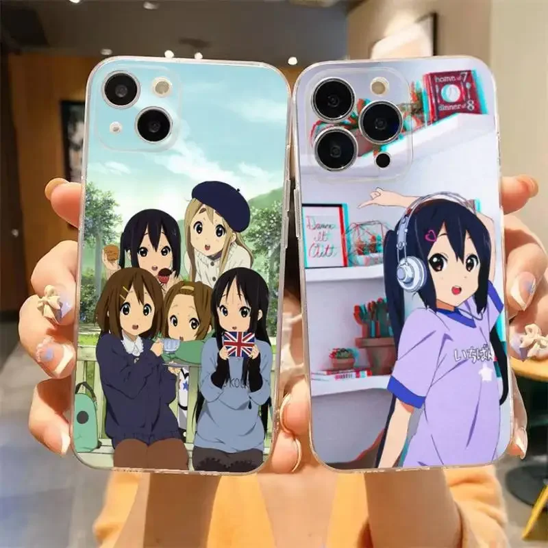 Anime K-ON Cute Girl Phone Case For iPhone 11 12 Mini 13 14 15 Pro XS Max X 8 7 6s Plus 5 SE XR Transparent Shell