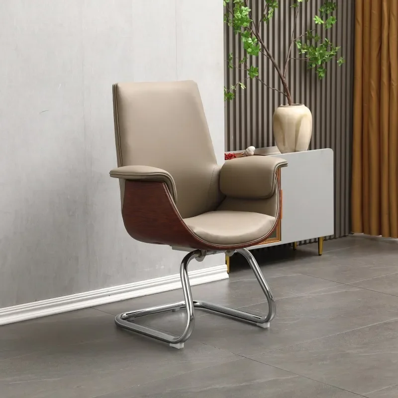 Luxury Office Reception Chair Ergonomic Leather Boss Meeting Chair Modern Light Luxury Computer Seat for Business Negotiation