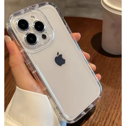 Luxury Shockproof Clear Phone Case For iPhone 11 12 13 14 15 Pro Max X XS XR 8 7 6 Plus Silicone Bumper Transparent Back Cover