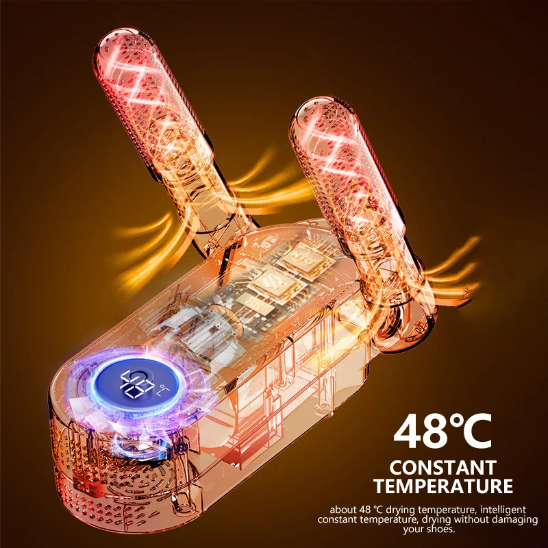 Sepatu pengering elektrik portabel untuk anak-anak dewasa PTC pemanas 4 pengaturan waktu roda gigi sepatu lipat mesin pengering Bahan Keamanan