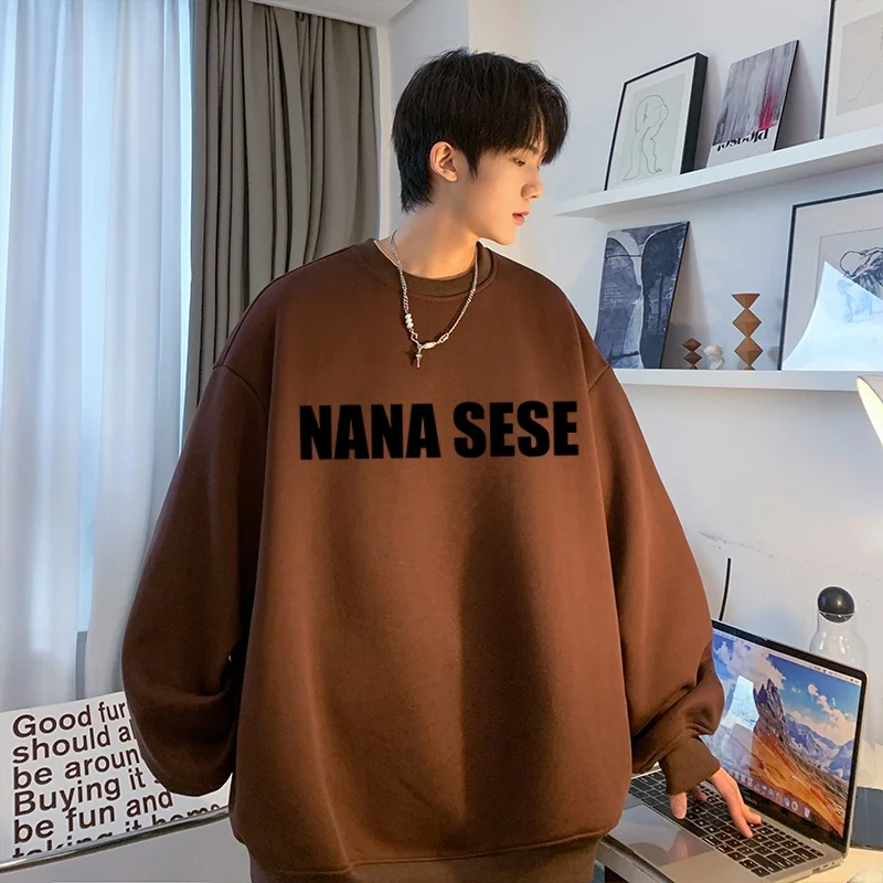 

Американский ретро-свитшот оверсайз для мальчиков, повседневная весенне-осенняя куртка большого размера, удобная, свободного кроя, с принтом, круглый вырез