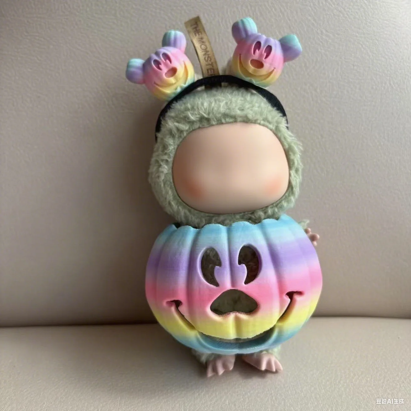 

Doll Accessorie for 15cm Labubu Clothes Halloween Gradient Colorful Pumpkin doll Outfit Cosplay Festival Cute Headband Decor