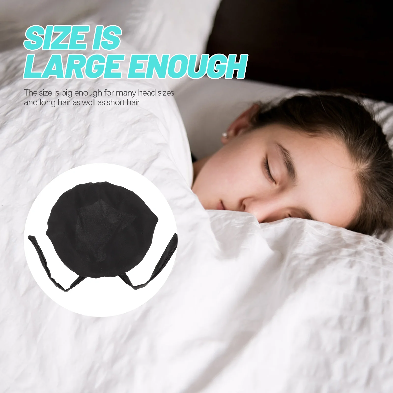

Adjustable Shower Bonnet Large Size Silk Material Sleep Hat for Women Face Washing Long Short Hair Protection