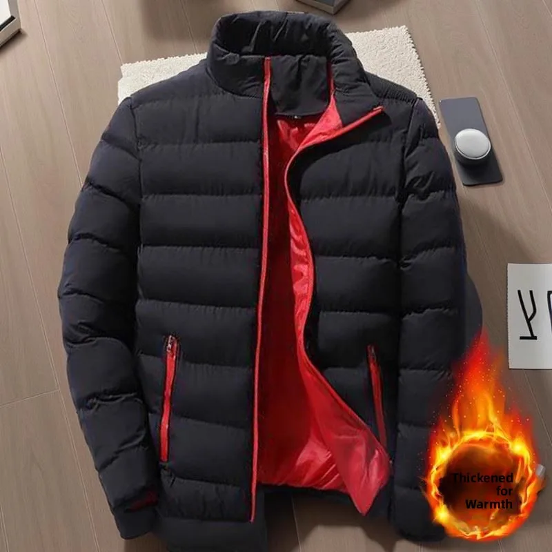 

Men's Winter Thiened Warm ort down Cotton Jaet Stand Collar Coat Faionable Urban Sle Polyester Fiber Filled Coat
