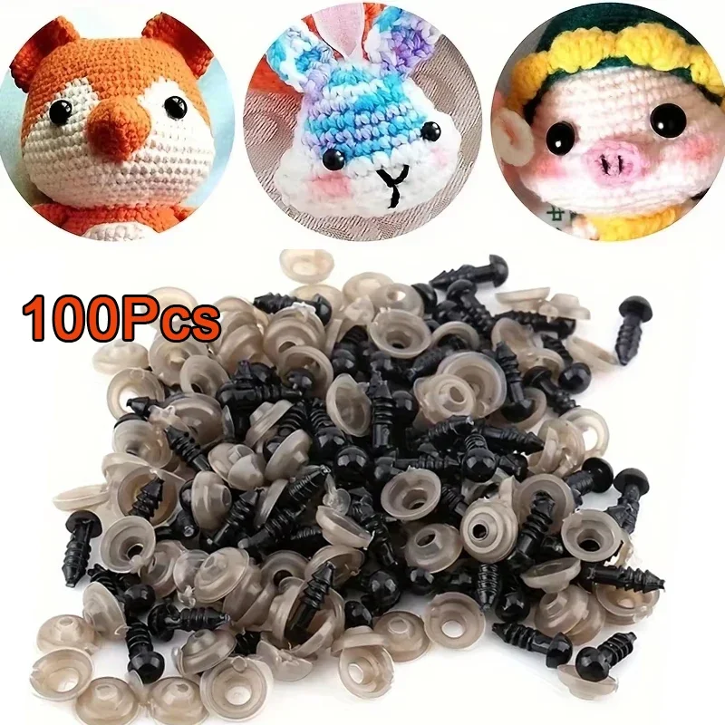 100/50pcs Safety Eyes and Noses Plastic Craft Doll Eyes with Washers Oval Plastic Bear Eyes and Noses for Stuffed Animals
