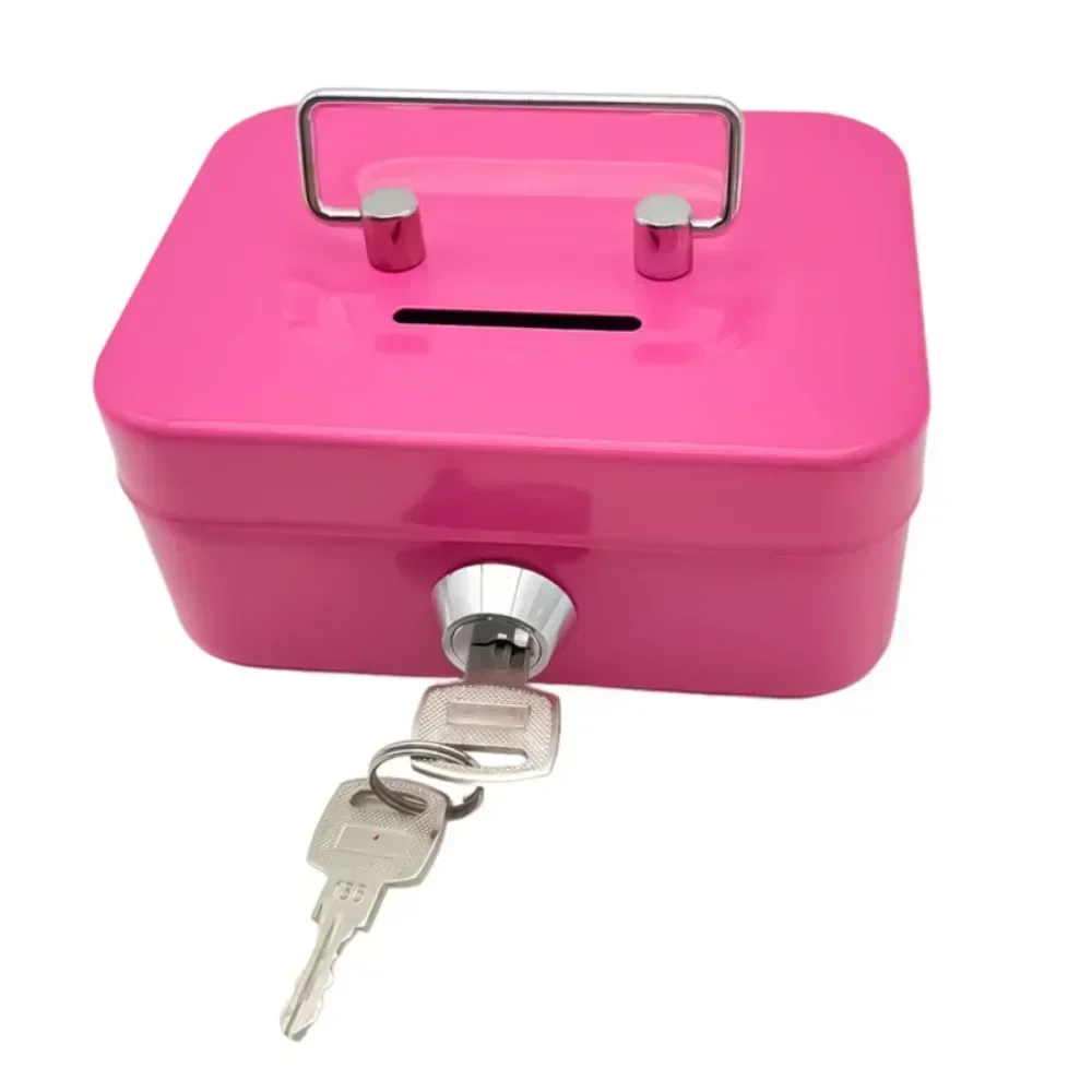 Money Safe Box Lockable Cash Box With Key Portable Small Security Lock Sturdy Coin Boxes for Kids