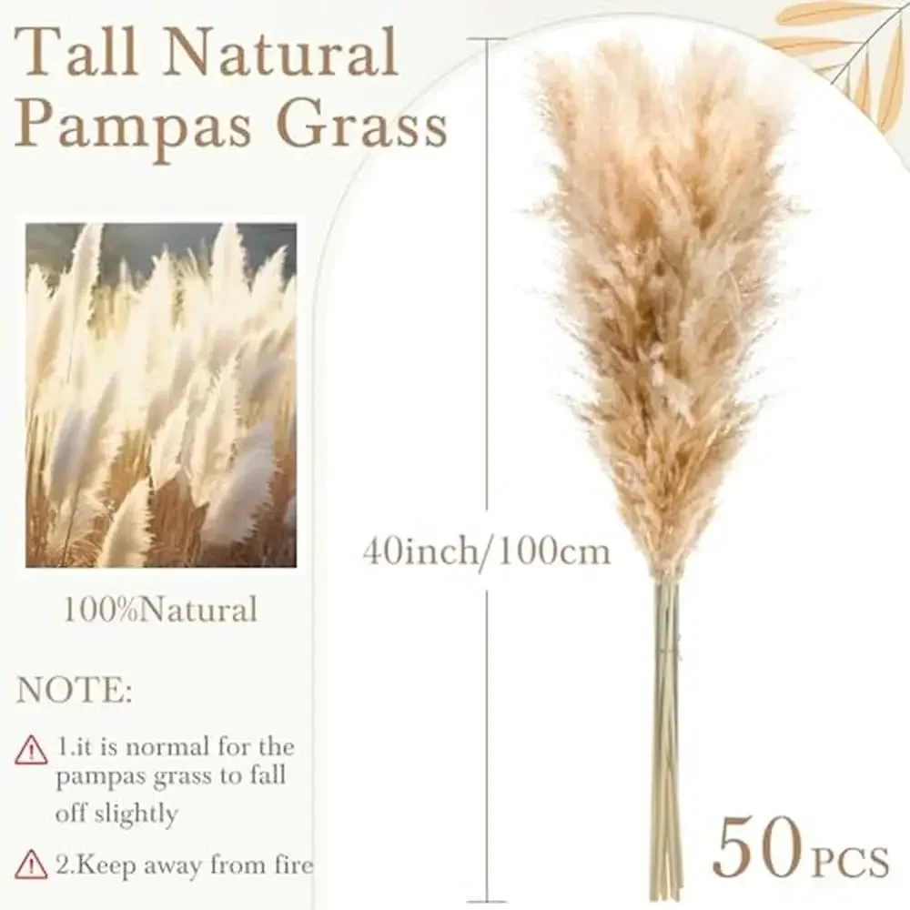 40 "50 pezzi naturale essiccato soffice erba di pampa bouquet matrimonio decorazione floreale vaso pavimento Boho festa fattoria alta canna da parete