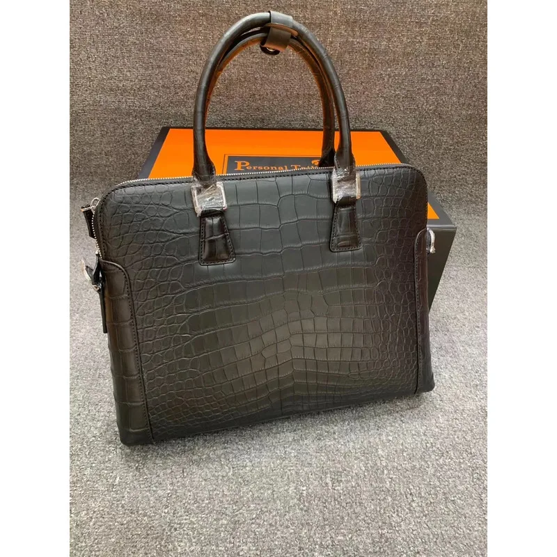 

Men's Fashion Thai Real Crocodile Business Briefcase Casual Belly Leather Shoulder Trendy Diagonal Cross сумка мужская портфель