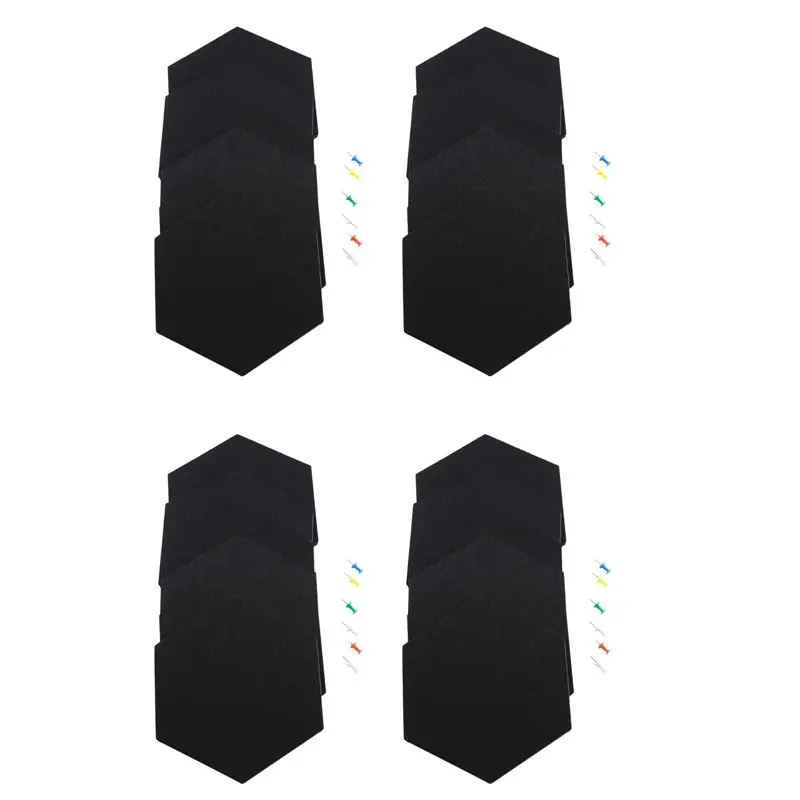 LICE-24 Pack Felt Memo Board Decorative Notice Board Hexagon Bulletin Board,Felt Cork Board Tiles(20 X 17 Cm)