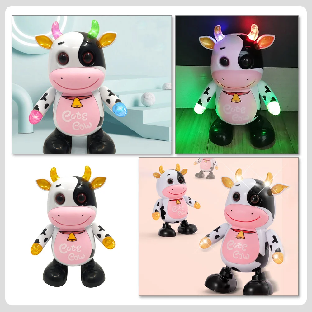 Juguetes para niños pequeños, juguete eléctrico de vaca para niños, adorno de dibujos animados oscilante, baile musical