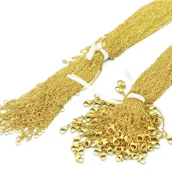 100pcs/Lot Bulk Wholesale 304 Stainless Steel Silver Color 45-50cm Cable Link Rolo Chain Necklace for Women DIY Jewelry Making